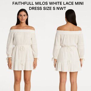 FAITHFULL The Brand MILOS WHITE LACE MINI DRESS SIZE S NWT